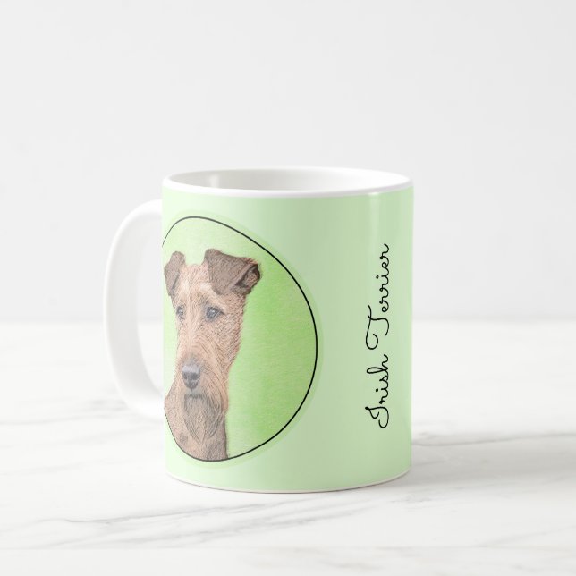 Irish Terrier Painting - Cute Original Dog Art Coffee Mug (Front Left)