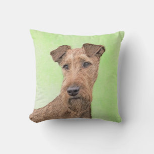Irish Terrier Painting - Cute Original Dog Art Cushion