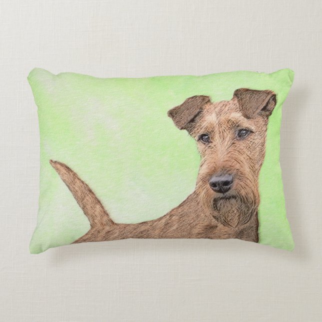 Irish Terrier Painting - Cute Original Dog Art Decorative Cushion (Front)