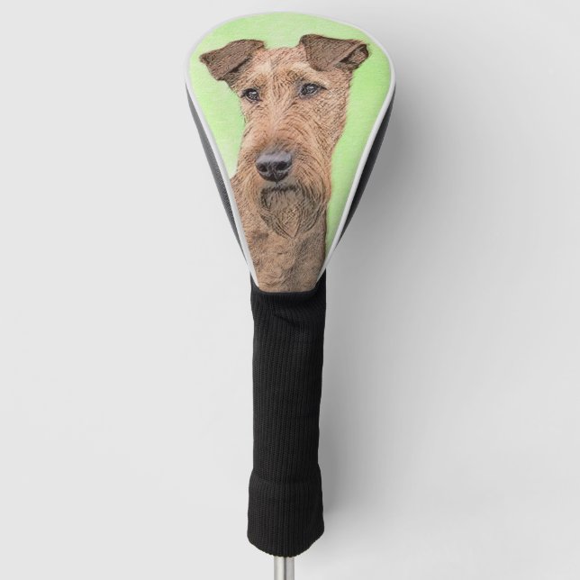 Irish Terrier Painting - Cute Original Dog Art Golf Head Cover (Front)