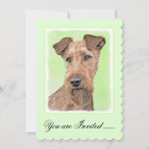 Irish Terrier Painting - Cute Original Dog Art Invitation