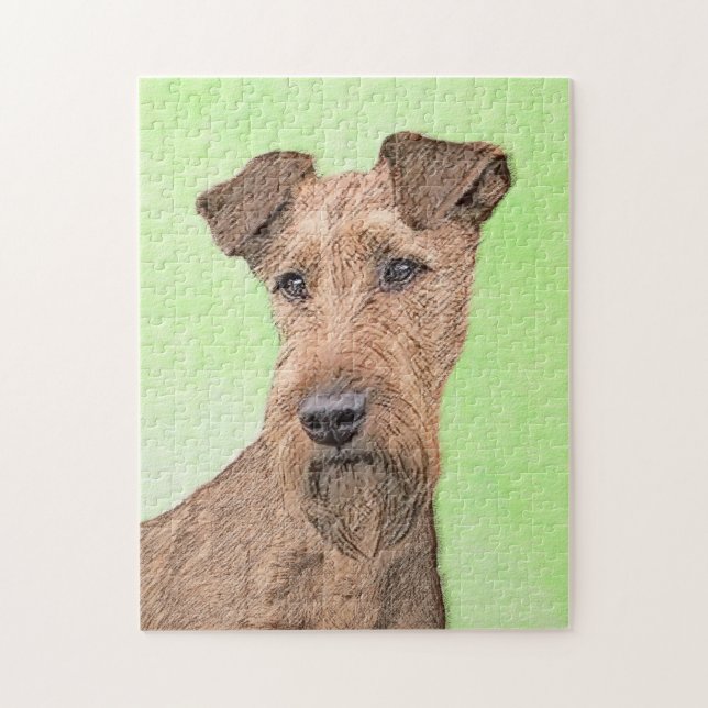 Irish Terrier Painting - Cute Original Dog Art Jigsaw Puzzle (Vertical)