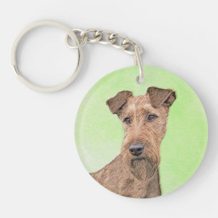 Irish Terrier Painting - Cute Original Dog Art Key Ring