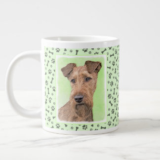 Irish Terrier Painting - Cute Original Dog Art Large Coffee Mug