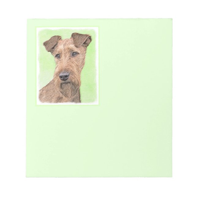 Irish Terrier Painting - Cute Original Dog Art Notepad (Front)