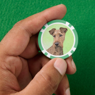 Irish Terrier Painting - Cute Original Dog Art Pa Poker Chips