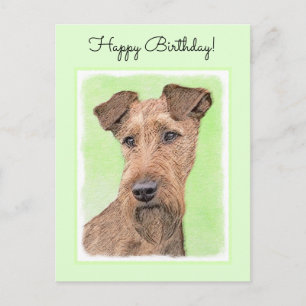 Irish Terrier Painting - Cute Original Dog Art Postcard