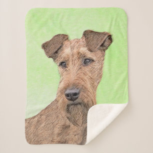 Irish Terrier Painting - Cute Original Dog Art Sherpa Blanket