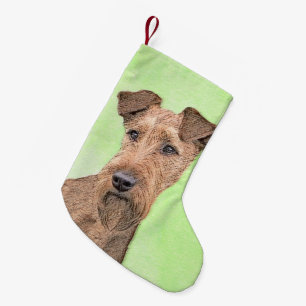 Irish Terrier Painting - Cute Original Dog Art Small Christmas Stocking