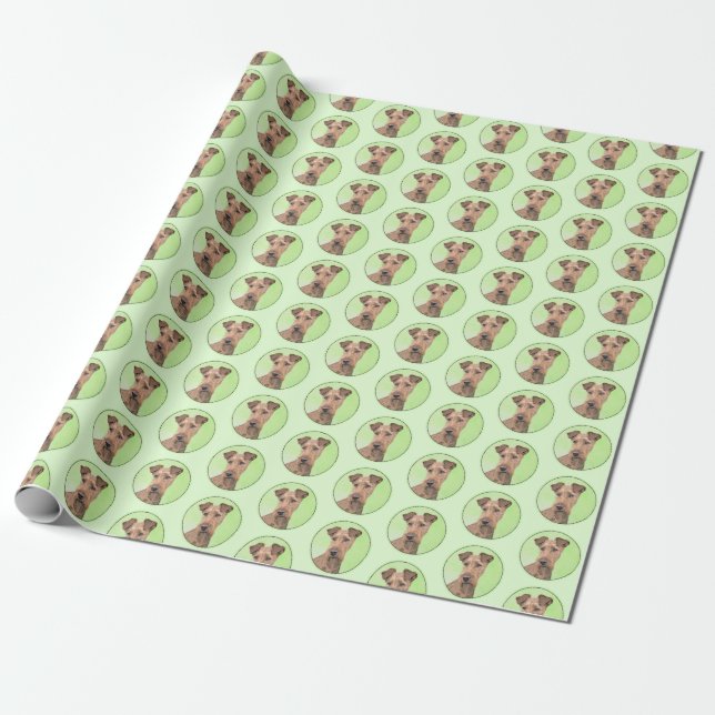 Irish Terrier Painting - Cute Original Dog Art Wrapping Paper (Unrolled)