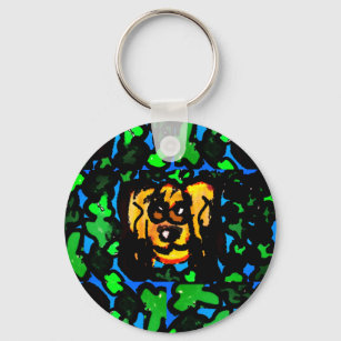 Irish terrier Patrick green  Gold Plated Necklace  Key Ring