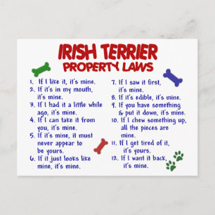 IRISH TERRIER Property Laws 2 Postcard