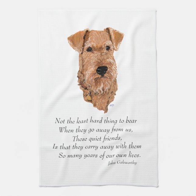 Irish Terrier Rainbow Bridge Tea Towel (Vertical)