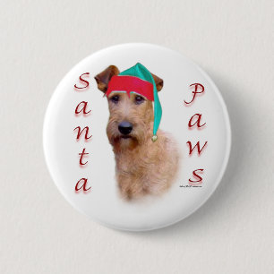 Irish Terrier Santa Paws 6 Cm Round Badge