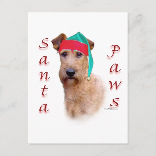 Irish Terrier Santa Paws Holiday Postcard (Front)
