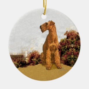 Irish Terrier Seaside Ceramic Tree Decoration