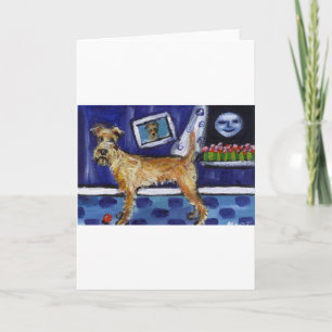 Irish Terrier senses smiling moon Card
