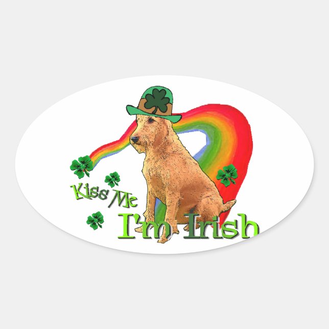 Irish Terrier St Patricks Day Oval Sticker (Front)