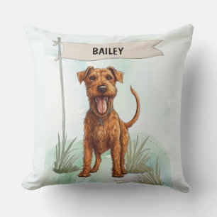 Irish Terrier Watercolor Personalized Dog Cushion