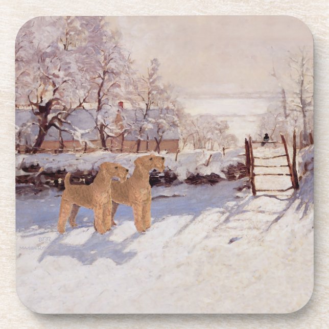 Irish Terriers in Winter Coaster (Front)