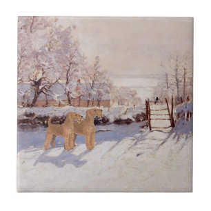 Irish Terriers in Winter Tile