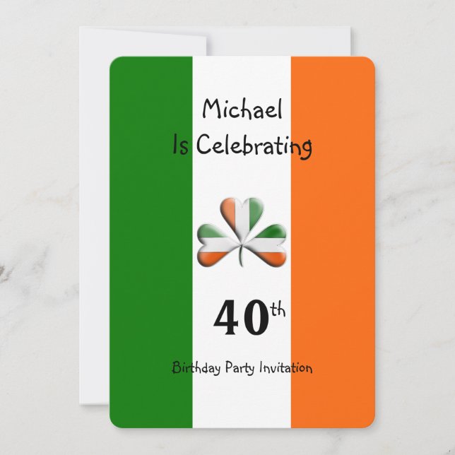 Irish Theme 40th Birthday Party Invitation (Front)