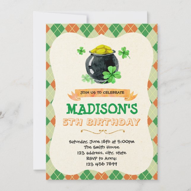 Irish theme party invitation (Front)