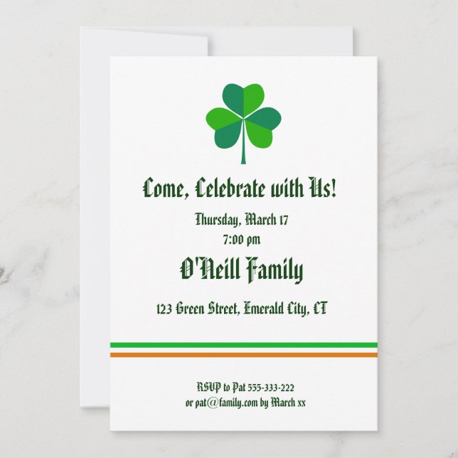 Irish themed Invitation (Front)