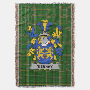 Irish Tierney or O_Tierney Coat of Arms Family Cr Throw Blanket