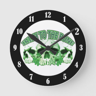 Irish to the Bone Skull Round Clock