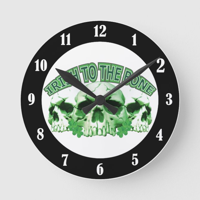 Irish to the Bone Skull Round Clock (Front)