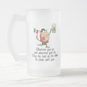 Irish Toast Frosted Glass Beer Mug