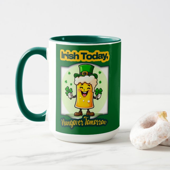 Irish Today St Patrick’s Day Shirt – caneca Mug (With Donut)