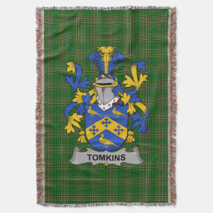 Irish Tomkins Coat of Arms Family Crest Ireland Throw Blanket