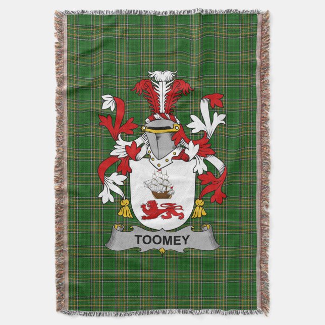  Irish Toomey or O_Twomey Coat of Arms Family Cres Throw Blanket (Front Vertical)