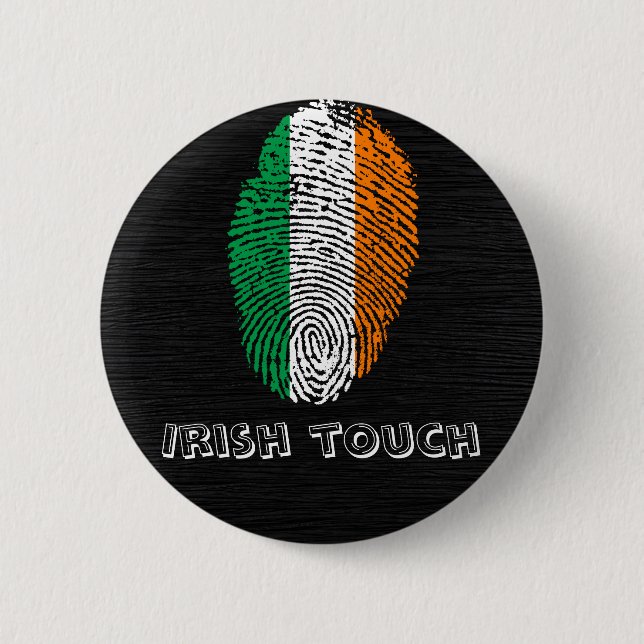 Irish touch fingerprint flag 6 cm round badge (Front)