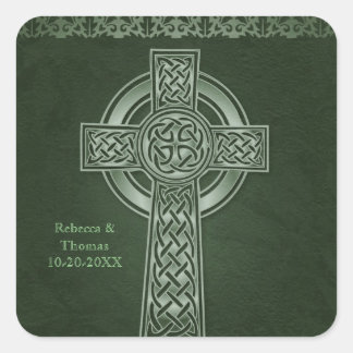 Irish Traditional Celtic Cross Wedding Square Sticker