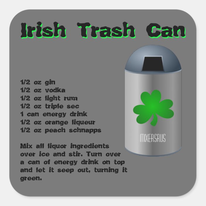 Irish Trash Can Drink Recipe Square Sticker | Zazzle.co.uk