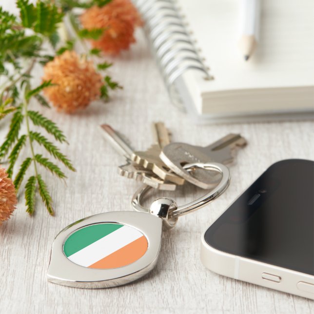 Irish tricolour flag patriotic modern key ring (Side)