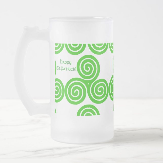 Irish Triskel Happy St Patrick Frosted Mug (Left)