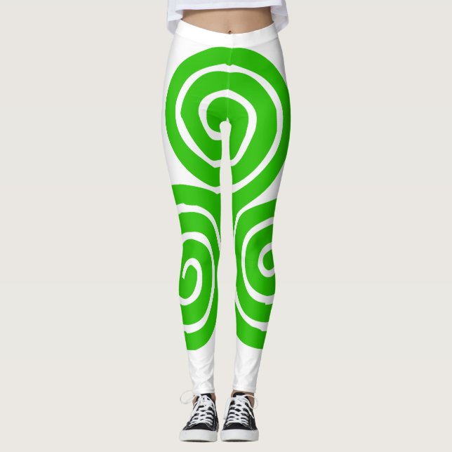 Irish Triskel Happy St Patrick White Leggings (Front)