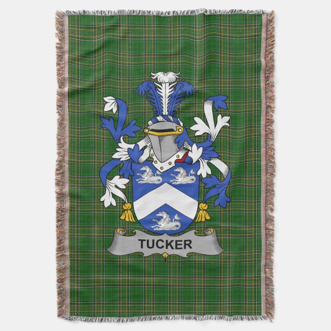 Irish Tucker Coat of Arms Family Crest Ireland Throw Blanket (Front Vertical)