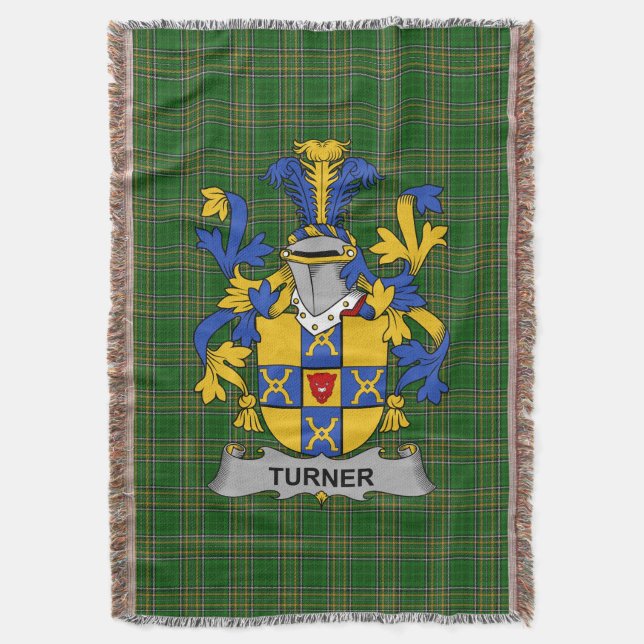  Irish Turner Coat of Arms Family Crest Ireland Throw Blanket (Front Vertical)