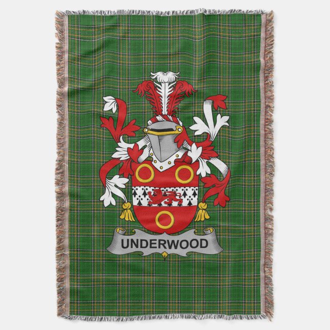  Irish Underwood Coat of Arms Family Crest Ireland Throw Blanket (Front Vertical)