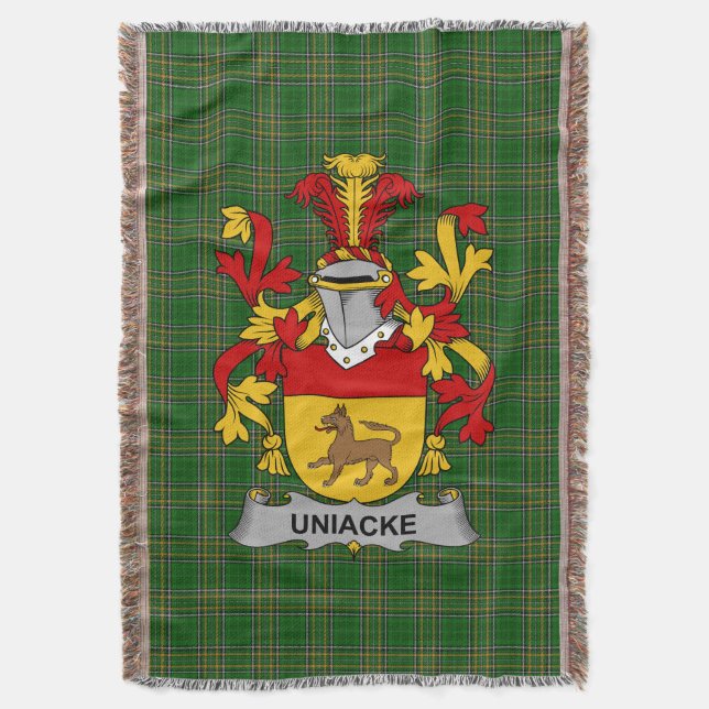  Irish Uniacke Coat of Arms Family Crest Ireland Throw Blanket (Front Vertical)