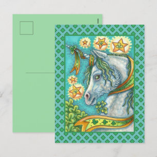 IRISH UNICORN, ST. PATRICK'S DAY FANTASY HORSE HOLIDAY POSTCARD