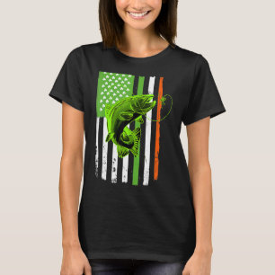 Irish Us American Flag Fishing Fish St Patricks Da T-Shirt