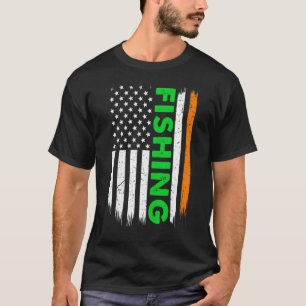 Irish Us American Flag Fishing Fish St Patricks Da T-Shirt
