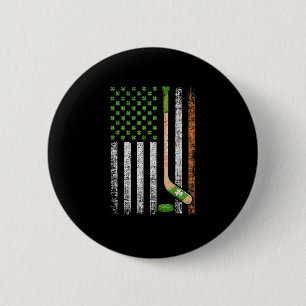 Irish USA Flag Leprechaun Lucky Hockey St. Patrick 6 Cm Round Badge