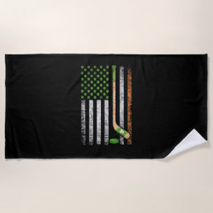 Irish USA Flag Leprechaun Lucky Hockey St. Patrick Beach Towel